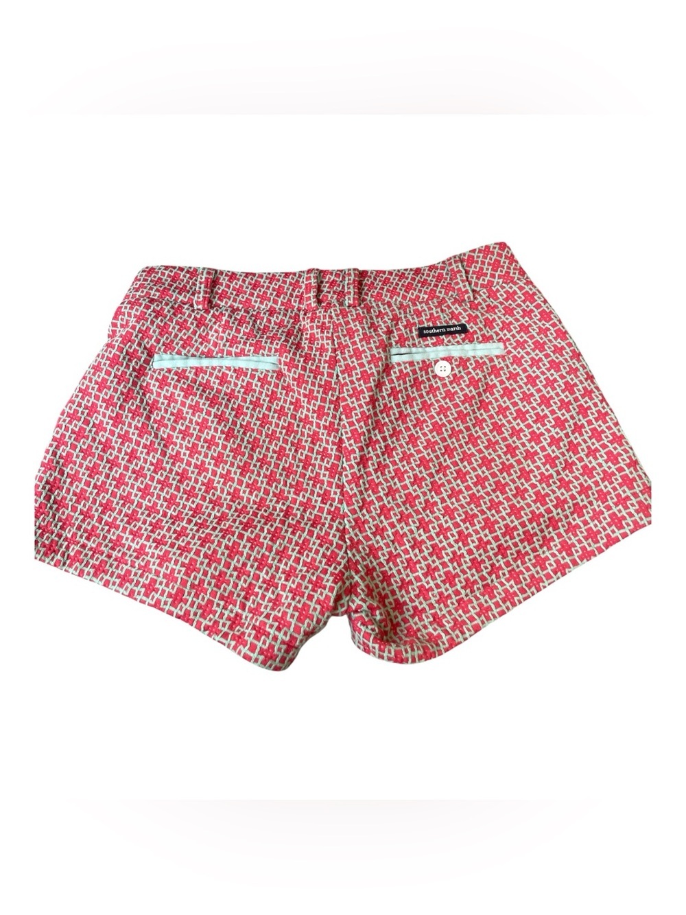 Southern Marsh Pink Mint Green Geometric Knit Shorts Low Rise Pockets Size 4 - Picture 4 of 7